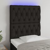 vidaXL LED posteljno vzglavje črno 80x7x118/128 cm blago Cene