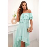 Kesi Włoski Women's off-the-shoulder dress with a longer back mint | Shoptok.si