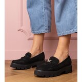 Gemre Black women's moccasins with a zirconia butterfly Mokka | Shoptok.si