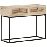 vidaXL Konzolni stol 100x35x76 cm masivno drvo manga i prirodna trska | shoptok.hr