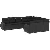  10-dijelni set vrtnih sofa s jastucima crni od poliratana | shoptok.hr