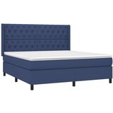  Box spring postelja z vzmetnico LED modra 160x200 cm blago, (20999269) | Shoptok.si