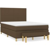 vidaXL Box spring postelja z vzmetnico temno rjav 140x190 cm blago, (20725012) | Shoptok.si