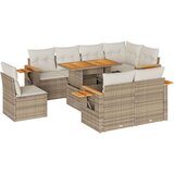 Maison Chic Seti vrtnega pohištva - Vrtna garnitura - Vrtni pohištvo set z blazinami 9-delna bež ratan/akacija, (21796370) | Shoptok.si