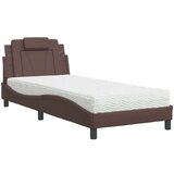  Postelja z vzmetnico rjava 90x200 cm umetno usnje, (21111806) | Shoptok.si
