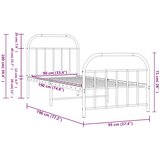  Metalni okvir kreveta uzglavlje i podnožje crni 90x190 cm | shoptok.hr
