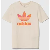Adidas Otroška bombažna kratka majica bež barva