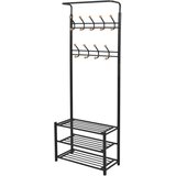  Stojalo za Oblačila s Prostorom za Čevlje 68x32x182,5 cm Črno | Shoptok.si