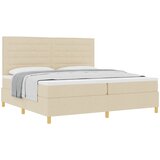  Krevet s opruga kutije s madracem Krema 200 x 200 cm tkanina Slike