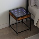 vidaXL Nočna mizica z neskončnimi LED dimljeni hrast 40x40x51 cm Cene