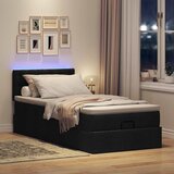  Otomanski okvir kreveta s madraca crni 90x190cm od tkanine | shoptok.hr