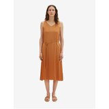 Tom Tailor Brown Ladies Midi-Dresses - Ladies Cene