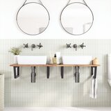 Zidna polica za umivaonik od čelika i masivnog bagremovog drva Smeđa 160 x 50 x 2 cm | shoptok.hr