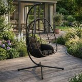 Multi Garden samostojeća viseća vrtna ljuljačka u obliku jaja do 120 kg s jastucima, crna | shoptok.hr