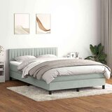 vidaXL Krevet s oprugama i madracem svjetlosivi 160x210 cm baršunasti | shoptok.hr