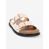 Shelvt Stylish light beige flip-flops with suede trim | Shoptok.si