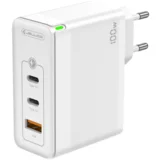 adapter hišni polnilec 220V Gun QC 100W vhod 1x USB A (22,5W) in 2x Type C (1x 65W + 1x 35W) - Original (EU Blister) bel