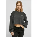 UC Curvy Ladies Cropped Small Embroidery Terry Crewneck black