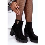 Boto Women's Suede Boots On Heel With Decoration Black Strong | ePonuda.com