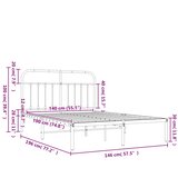  Metalni okvir za krevet s uzglavljem bijeli 140 x 190 cm | shoptok.hr