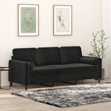 vidaXL Kavč trosed z okrasnimi blazinami črn 180 cm žamet | Shoptok.si