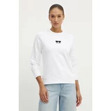 Karl Lagerfeld Bombažen pulover ženski, bela barva, 245W1813