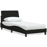 vidaXL Postelja z vzmetnico črna 80x200 cm blago | Shoptok.si