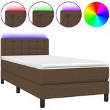 Maison Chic Box spring postelja - Vzmetna postelja z vzmetnico LED temno rjava 100x200cm blago SL5641, (21904681) Cene