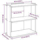 vidaXL Regal za knjige s 3 razine siva boja hrasta 60x30x60 cm drveni | shoptok.hr