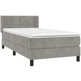 Box spring krevet s madracem svjetlosivi 90x190 cm baršunasti | shoptok.hr