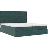  Otomanski posteljni okvir z vzmetnicami zelen 200x200cm žamet, (21653537) | Shoptok.si