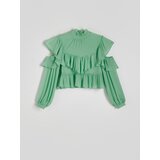 Reserved - Bluza s volanima - zelena | shoptok.hr