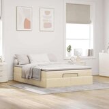 vidaXL Otomanski posteljni okvir z vzmetnico krem 140x200 cm blago | Shoptok.si