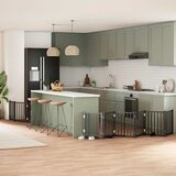 vidaXL Ograda za pse z vrati zložljiva 9 panelov črna 450 cm les Cene