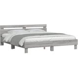  Okvir kreveta s uzglavljem LED siva boja hrasta 200x200 cm | shoptok.hr