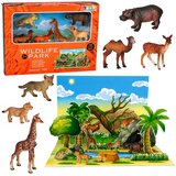  Set of Wild Animals Figures Fox Giraffe Hippo Deer Park 3D Board | Shoptok.si