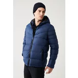 Avva Men's Indigo Puffer Jacket Water Repellent Windproof Quilted Hooded Comfort Fit Relaxed Cut