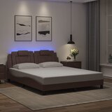 Furnova Posteljni okvir z LED lučkami rjav 160x200 cm umetno usnje, (21935461) Cene