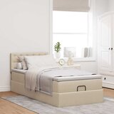  Otomanski krevet s madracem i LED krem 90x200 cm tkanine | shoptok.hr