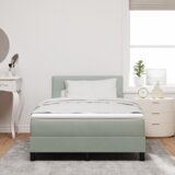 vidaXL Boks vzmetnica z vzmetnico in LED svetlo svetlo siva 120x190 cm Žamet | Shoptok.si