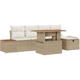  Set od 6 dijelova vrtnog kauča s jastučićima bež poli ratan | shoptok.hr