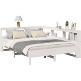  Posteljni okvir brez vzmetnice bela 135x190 cm trdna borovina | Shoptok.si