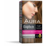 Aura set za trajno bojenje kose explicit 7.07 natural brown / prirodno smeđe plava Cene