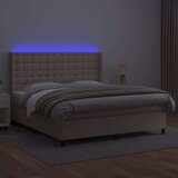  Box spring postelja vzmetnico LED kapučino 180x200 cm um. usnje, (20896136) | Shoptok.si