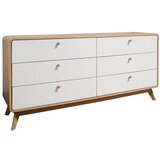 Støraa Bijela/u prirodnoj boji niska komoda u dekoru hrasta 150x74 cm Caitlin – | shoptok.hr