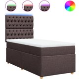 vidaXL Box spring postelja z vzmetnico temno rjava 90x200 cm blago, (21291726) | Shoptok.si