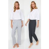 Trendyol Grey-Anthracite 2-Pack Ribbed Knitted Pajamas Bottoms | shoptok.hr
