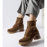Gemre Brown lace-up ankle boots on block heel Clementina | Shoptok.si
