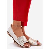 Zazoo Leather Elegant Ballerinas With Open Toes 1865 Gold Distressed | Shoptok.si