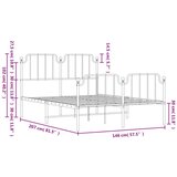 Metalni okvir kreveta uzglavlje i podnožje bijeli 140x200 cm | shoptok.hr